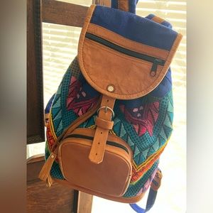 Rainbow Pattern Leather Detail Backpack